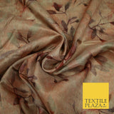 Cloudy Artsy Leaves Digital Printed Faux Dupion Raw Silk Fabric Textured Line