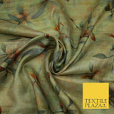 Cloudy Artsy Leaves Digital Printed Faux Dupion Raw Silk Fabric Textured Line