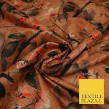 Watercolour Floral Leaves Digital Printed Faux Dupion Raw Silk Fabric Textured
