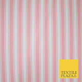 Pink White Bar Striped Lines Winceyette Soft Brushed Cotton Print Fabric 3972