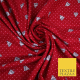 Red Pin Dot Falling Bobble Hats Winceyette Soft Brushed Cotton Print Fabric 3970