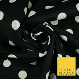 Black / Navy Blue 2cm Spot Polka Dot Winceyette Soft Brushed Cotton Print Fabric