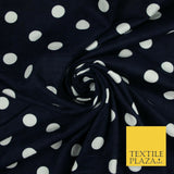 Black / Navy Blue 2cm Spot Polka Dot Winceyette Soft Brushed Cotton Print Fabric