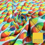 Multicolour Rainbow Umbrella Printed 100% Cotton Digital Fabric Craft 150cm 59" 4029