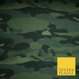 Green Abstract Camouflage Cotton Canvas Fabric Army Military Camo Material 4002
