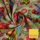 Colourful Floral Rose Parrots Bows Leopard Printed 100% Cotton Canvas Fabric 56"