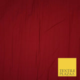 CHERRY RED Creased Crinkle Polycotton Fabric Crushed Craft Dress 53" Wide 4154