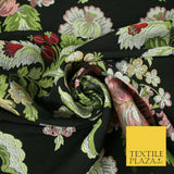 Black Large Ornamental Vintage Floral Fancy Brocade Jacquard Dress Fabric 4152