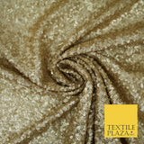 Classic Gold Intricate Matte Sequin Tulle Net Fabric Dress Material 37" 3480