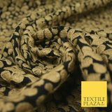 Black Tan Beige Threadwork Leaf Embroidery Bridal Dress Georgette Fabric 3469