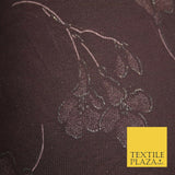 Deep Plum Falling Glitter Flowers Print Power Mesh Net Stretch Dress Fabric 4308