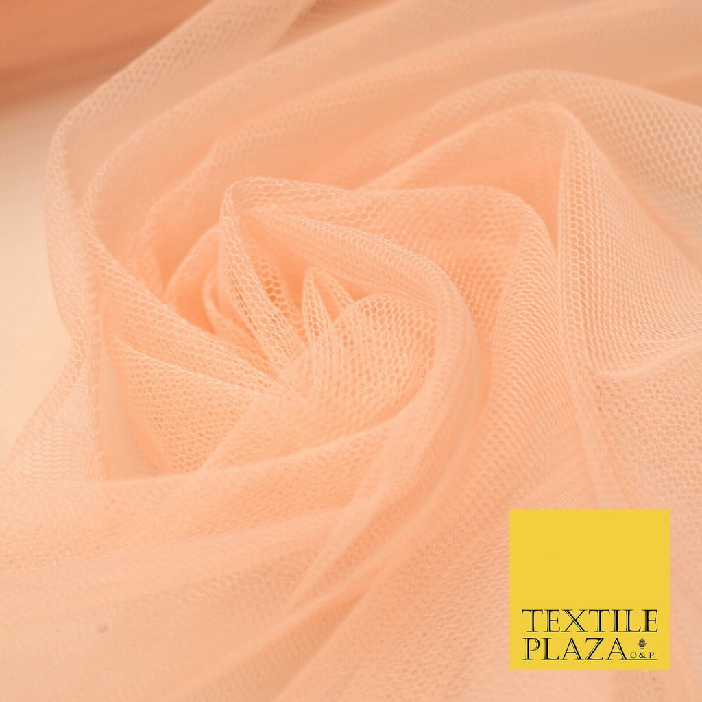 Light Peach Plain Tulle Mesh Dress Net Fabric Bridal Wedding Tutu 54" Wide 4326