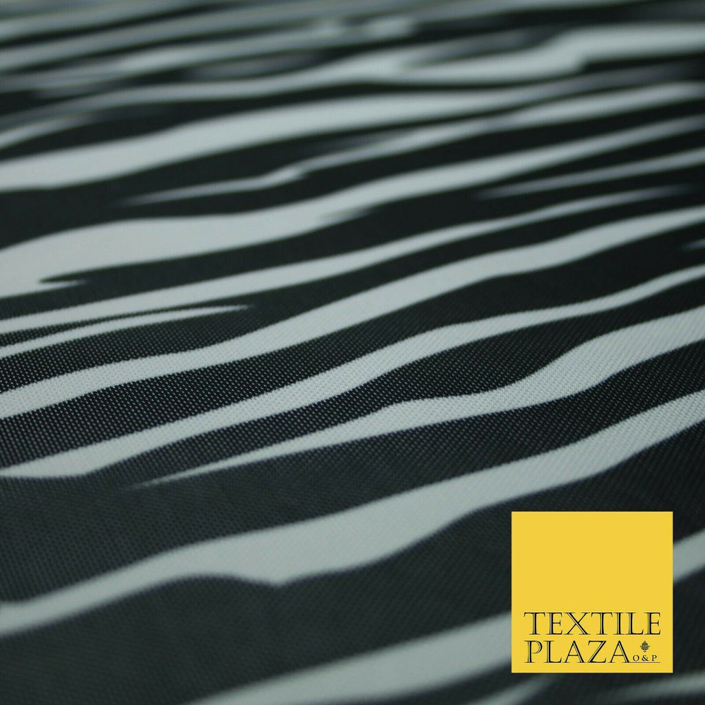 Black & White Waves Zebra Animal Print Power Mesh Net Stretch Dress Fabric 4313
