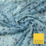 Blue Animal Spots Blotch Printed Power Mesh Net Stretch Dress Fabric 62" 4303