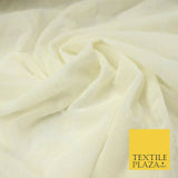 Ivory Cream Floral Flower Velour Flocked Power Mesh Net Stretch Fabric 58" 4321