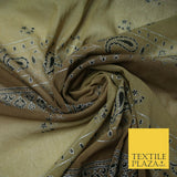 Brown Shaded Metallic Paisley Borders Power Mesh Net Stretch Dress Fabric 4310
