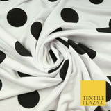 WHITE BLACK 3cm Large Spot Light Stretch Jersey Soft Fabric Material 63" 4344