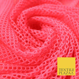 Bright Pink Fish Net Airtex 4mm Hole Mesh Stretch Polyester Jersey Material 4342