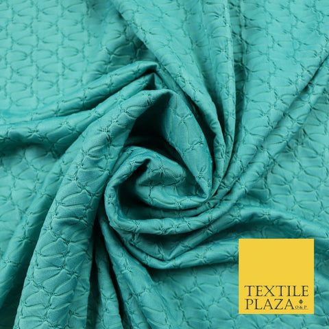 Jade Sea Green Embossed Waves Design Jersey Dress Craft Fabric Material 55" 4422