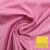 Small Mini 2mm Gingham Square Check Polycotton Fabric Dress Craft 7 COLOURS 58"