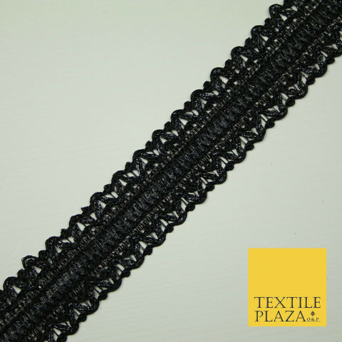 Full Black 3.5cm Shimmer Zig Zag Ribbon Trimming Border Gota Sewing Trim X402
