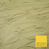 Luxury HONEY GOLD Corded Floral Vine Embroidered 100% PURE SILK Fabric 48" 4537