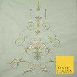 Luxury Large Embroidered Motif 100% PURE SILK Fabric Cushion Furnishing 45" 4553