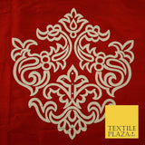 Luxury Red Large Swarovski Printed Damask 100% PURE SILK Fabric Furnishing 4552