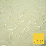 Luxury LIGHT GOLD Fancy Swirl Curls Embroidered 100% PURE SILK Fabric 48" 4519