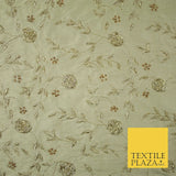 Luxury OYSTER GOLD Zari Metallic HAND Embroidered 100% PURE SILK Fabric 48" 4504