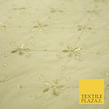 Luxury GOLD Floral Harlequin Flower Embroidered 100% PURE SILK Fabric 44" 4515