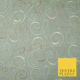 Luxury MARBLE GREY Ornamental Swirls Embroidered 100% PURE SILK Fabric 48" 4506