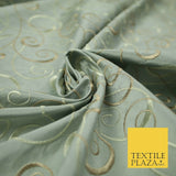 Luxury MARBLE GREY Ornamental Swirls Embroidered 100% PURE SILK Fabric 48" 4506