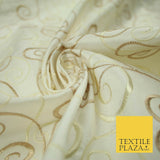 Luxury IVORY CREAM Ornamental Swirls Embroidered 100% PURE SILK Fabric 44" 4505