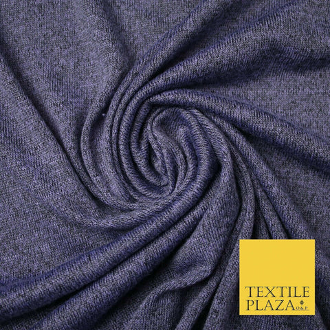 DARK LILAC FROZEN PURPLE Melange Knit Stretch Jersey Fabric Material 62" 4739
