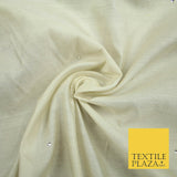 Luxury Ivory 100% PURE SILK JACQUARD Fabric with Silver SWAROVSKI Stones 4599