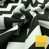 Black & White Geometric Chunky Zig Zag Printed Cotton Canvas Fabric 56" 4762