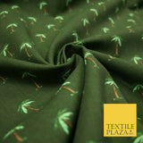 Khaki Green Mini Tropical Palm Trees Printed 100% Cotton Canvas Fabric 56" 4769