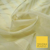 Luxury Ivory Gold Double Striped Lines 100% SILK ORGANZA Fabric Sheer 48" 4625