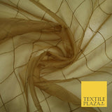 Luxury Caramel Gold Square PINTUCK 100% SILK ORGANZA Fabric Sheer 48" Wide 4628