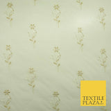 Luxury Ivory Floating Stem Flowers Embroidered 100% SILK ORGANZA Fabric 45" 4633