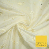 Luxury Ivory Floral Grandeur SWAROVSKI Embroidered 100% PURE SILK Fabric 45"4653