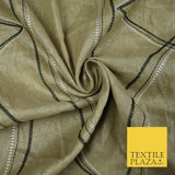 Premium Biscuit Gold Art Deco Embroidered Lurex Linen Upholstery Fabric 53" 4681