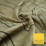 Premium Biscuit Gold Art Deco Embroidered Lurex Linen Upholstery Fabric 53" 4681