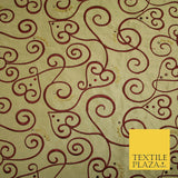 Luxury Gold Ornate Swirl Hearts SWAROVSKI Embroidered 100% PURE SILK Fabric 4642