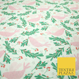Festive Christmas Dove Red Berries Digital Print 100% Cotton Fabric 58" 4940