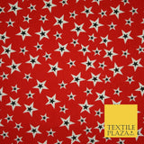 Red White Black Scattered Multi Stars Printed Cotton Canvas Fabric 58" Wide 4127