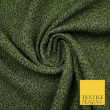 Khaki Green Embossed Ivy Floral Leaf Textured Polyester Fabric Jacquard 2814
