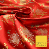 Traditional Oriental Chinese Brocade Metallic Floral Satin Jacquard Fabric 59"