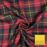 RED NAVY Check Tartan Plaid Polyester Viscose Fabric 58" Craft Dress 1291